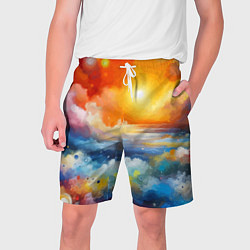 Мужские шорты Закат солнца - разноцветные облака