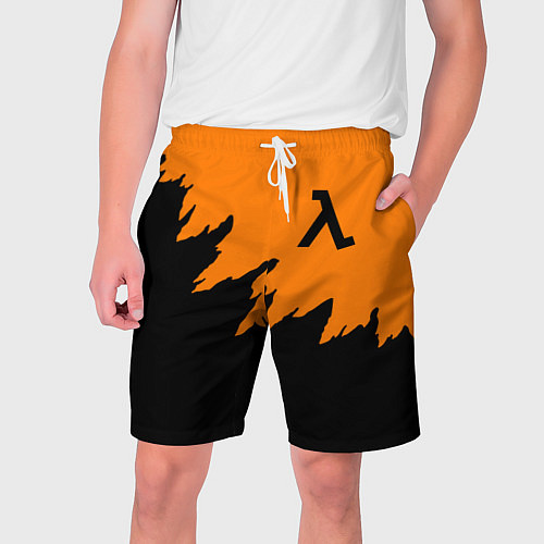 Мужские шорты Half life чёрно оранжевый / 3D-принт – фото 1