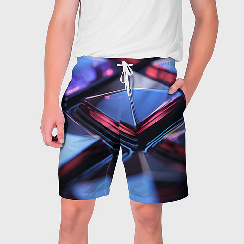 Мужские шорты Абстрактные фиолетовые плиты со свечением / 3D-принт – фото 1