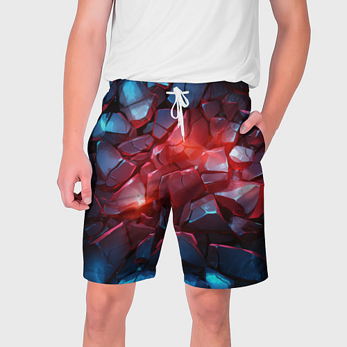Мужские шорты Синие камни с красным светом / 3D-принт – фото 1