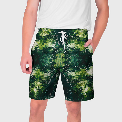 Мужские шорты Калейдоскоп зеленая абстракция / 3D-принт – фото 1
