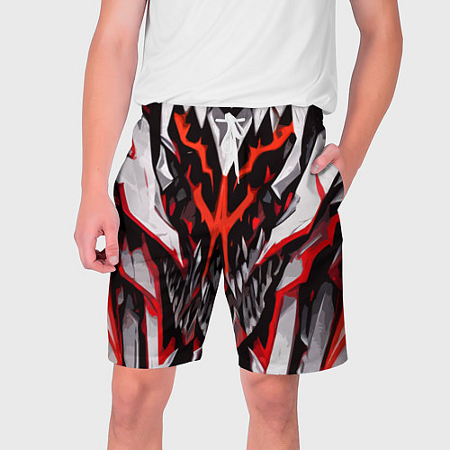 Мужские шорты Хаотичная красно-белая абстракция / 3D-принт – фото 1