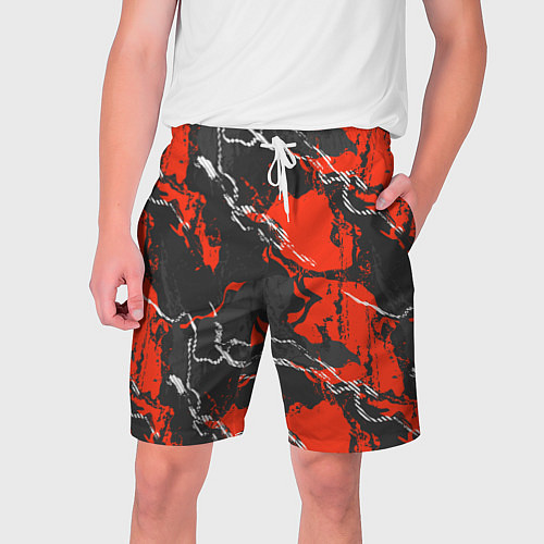 Мужские шорты Абстракция красное на черном / 3D-принт – фото 1