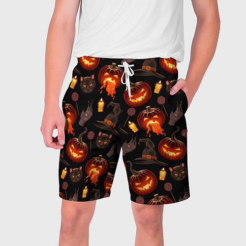 Мужские шорты Хэллоуин цветной паттерн / 3D-принт – фото 1