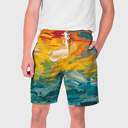 Шорты на шнурке мужские Хаотичный цветные мазки краски, цвет: 3D-принт