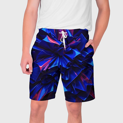 Мужские шорты Синие абстрактные изгибы / 3D-принт – фото 1