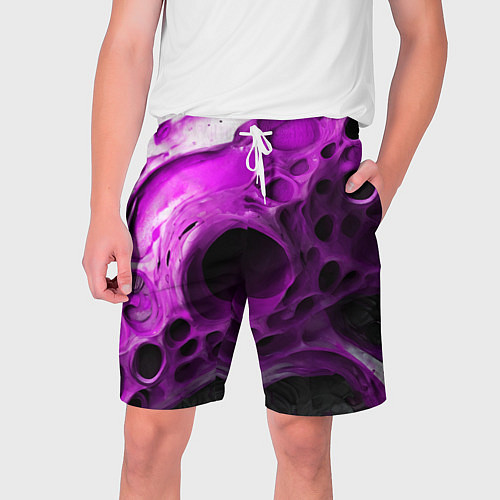 Мужские шорты Фиолетово-белая абстрактная структура / 3D-принт – фото 1