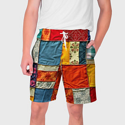 Шорты на шнурке мужские Пэчворк из ярких тканей, цвет: 3D-принт