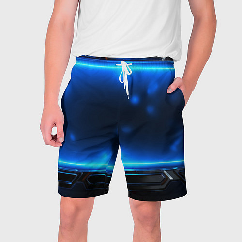 Мужские шорты Синяя неоновая атмосфера / 3D-принт – фото 1