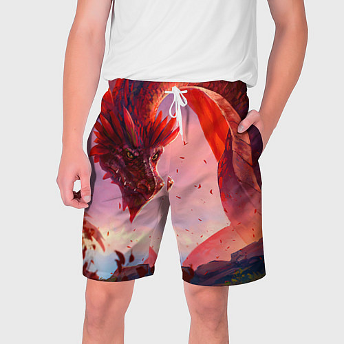 Мужские шорты Дракон красный мифический / 3D-принт – фото 1