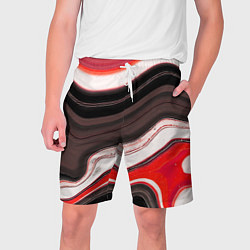 Шорты на шнурке мужские Волнистые горизонтальные чёрно-красные полосы на б, цвет: 3D-принт