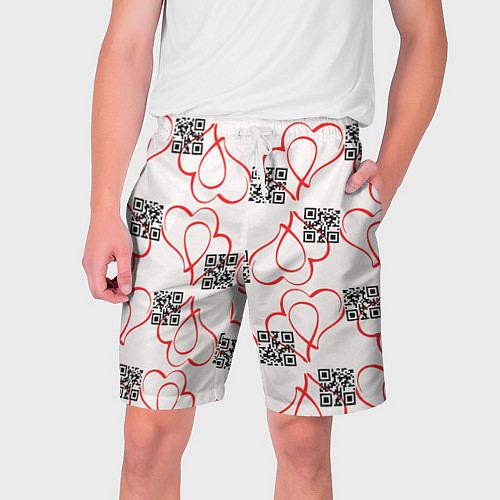 Мужские шорты Сердца и код любви на белом / 3D-принт – фото 1