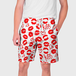 Шорты на шнурке мужские Губы и сердца, цвет: 3D-принт