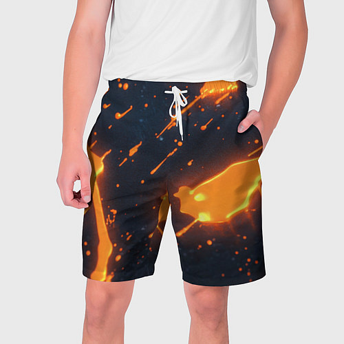 Мужские шорты Оранжевая краска в движении / 3D-принт – фото 1