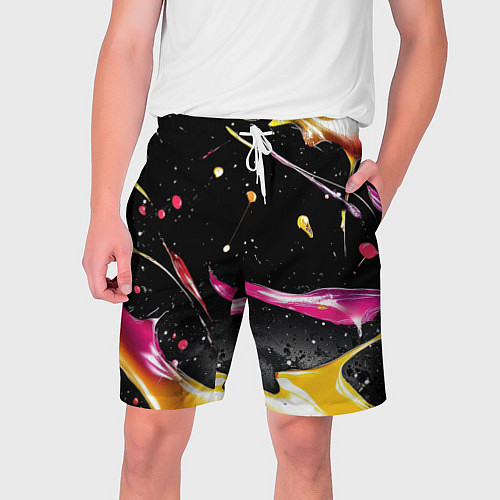 Мужские шорты Мазки краски на черном / 3D-принт – фото 1