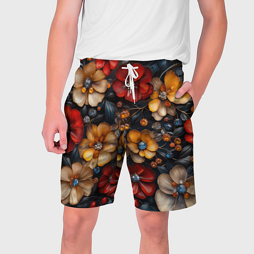 Мужские шорты Объемные бутоны цветов / 3D-принт – фото 1