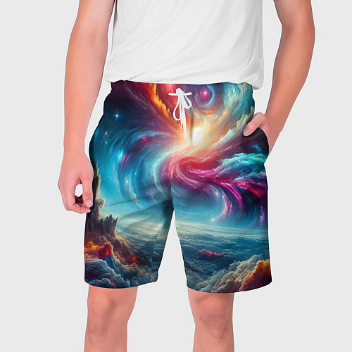 Мужские шорты Fantastic neon space landscape - ai art fantasy / 3D-принт – фото 1
