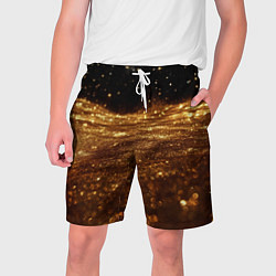 Шорты на шнурке мужские Золотистые крупицы на черном, цвет: 3D-принт