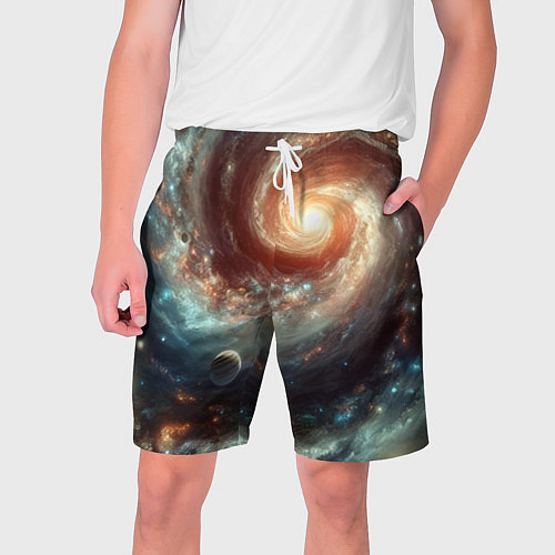 Мужские шорты Далёкая неоновая галактика - нейросеть / 3D-принт – фото 1