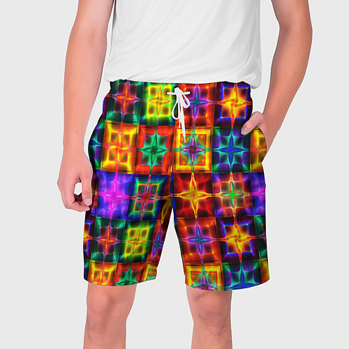 Мужские шорты Неоновое стекло абстракция / 3D-принт – фото 1