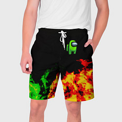 Шорты на шнурке мужские Амонг ас огненная текстура, цвет: 3D-принт