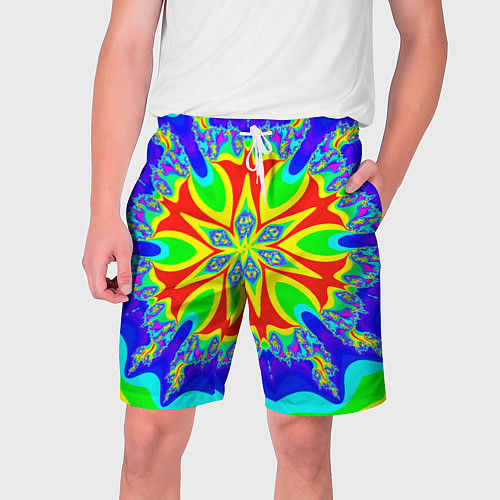 Мужские шорты Неоновая психоделика узор / 3D-принт – фото 1