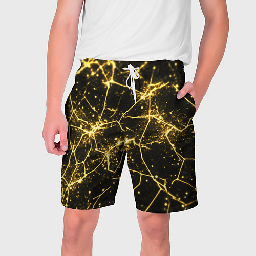 Мужские шорты Золотистые пути на черном / 3D-принт – фото 1
