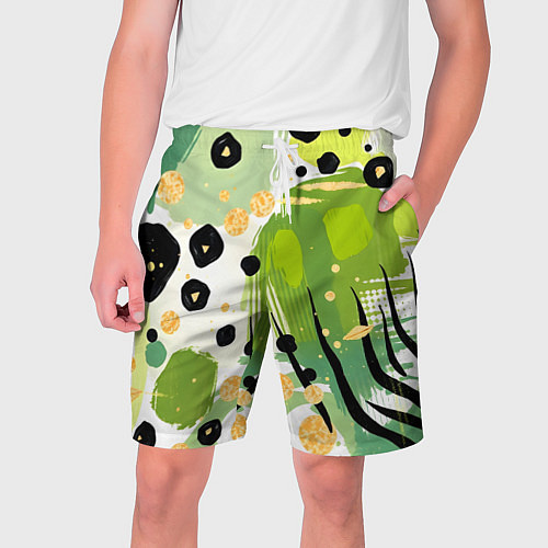 Мужские шорты Зеленый анималистичный паттерн / 3D-принт – фото 1