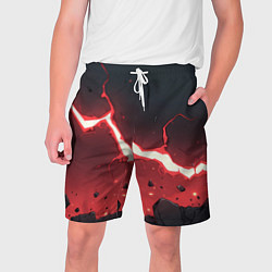 Шорты на шнурке мужские Красная молния на черной текстуре, цвет: 3D-принт