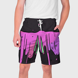 Шорты на шнурке мужские Фиолетовая текстура на черном фоне, цвет: 3D-принт