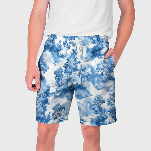 Мужские шорты Абстрактные деревья и облака- лесной паттерн аквар / 3D-принт – фото 1