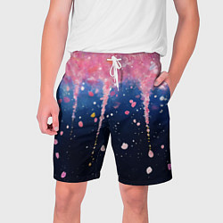 Шорты на шнурке мужские Розово-синяя текстура, цвет: 3D-принт