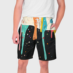 Шорты на шнурке мужские Разноцветные капли текстура, цвет: 3D-принт