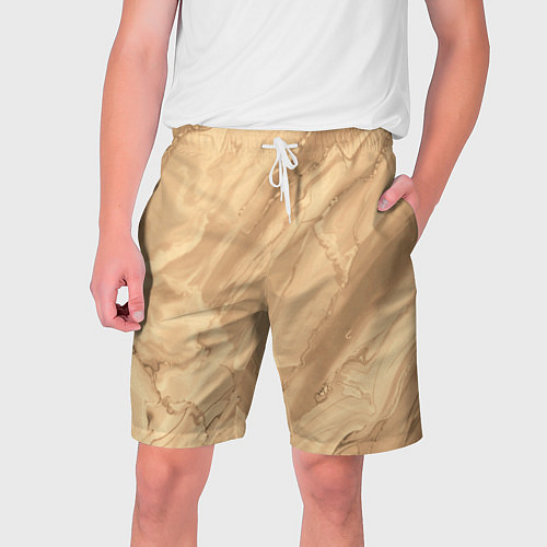 Мужские шорты Бежевая текстура каменная мрамор / 3D-принт – фото 1