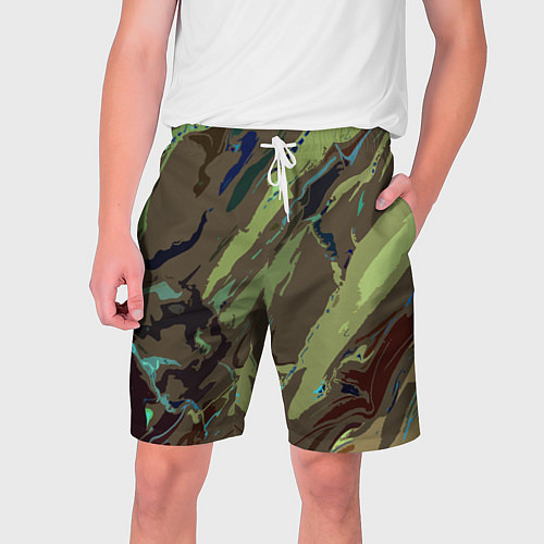 Мужские шорты Абстракция тон хаки / 3D-принт – фото 1
