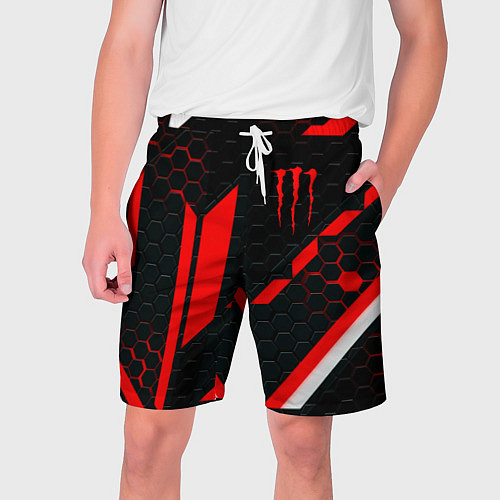 Мужские шорты Monster energy sport geometry / 3D-принт – фото 1