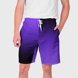 Шорты на шнурке мужские Чёрно-сиреневый градиент пополам, цвет: 3D-принт