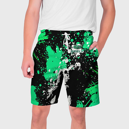 Мужские шорты Geely на фоне брызг граффити / 3D-принт – фото 1