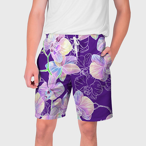 Мужские шорты Японские акварельные орхидеи / 3D-принт – фото 1