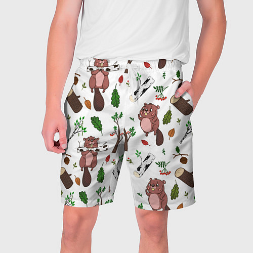 Мужские шорты Бобер и полено / 3D-принт – фото 1