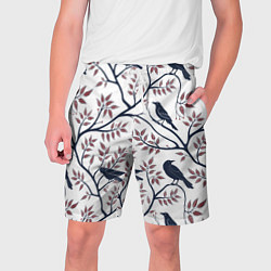 Шорты на шнурке мужские Вороны на ветках, цвет: 3D-принт