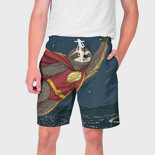 Мужские шорты Ленивец-супергерой / 3D-принт – фото 1