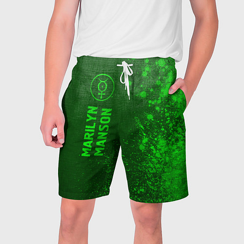 Мужские шорты Marilyn Manson - green gradient по-вертикали / 3D-принт – фото 1