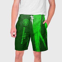 Шорты на шнурке мужские Manchester City - green gradient по-вертикали, цвет: 3D-принт