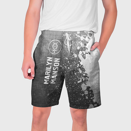 Мужские шорты Marilyn Manson - grey gradient по-вертикали / 3D-принт – фото 1
