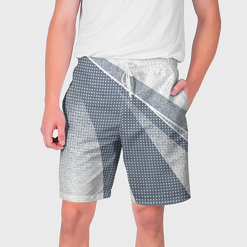 Мужские шорты Светлый серо-голубой текстурированный с полосой / 3D-принт – фото 1