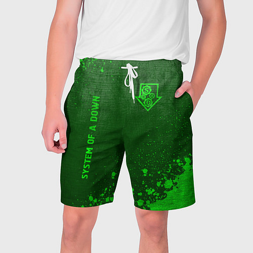 Мужские шорты System of a Down - green gradient вертикально / 3D-принт – фото 1