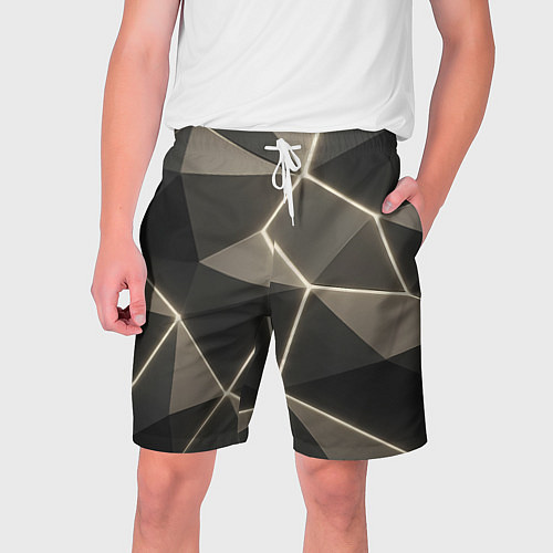 Мужские шорты Серая объемная текстура с гранями / 3D-принт – фото 1