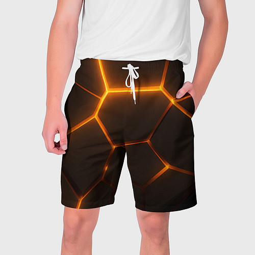 Мужские шорты Оранжевое свечение текстура / 3D-принт – фото 1