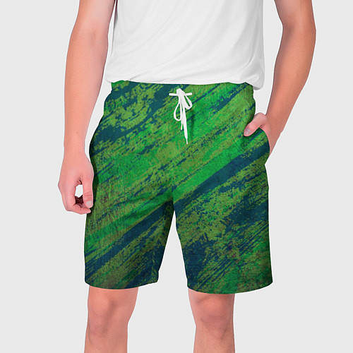 Мужские шорты Абстракция - green paint strokes / 3D-принт – фото 1